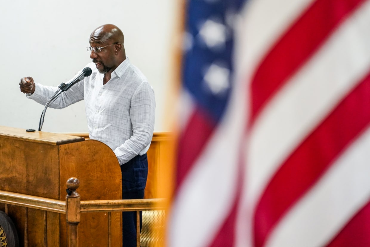 Sen. Raphael Warnock, D-Ga., in Atlanta on Sept. 5, 2022.
