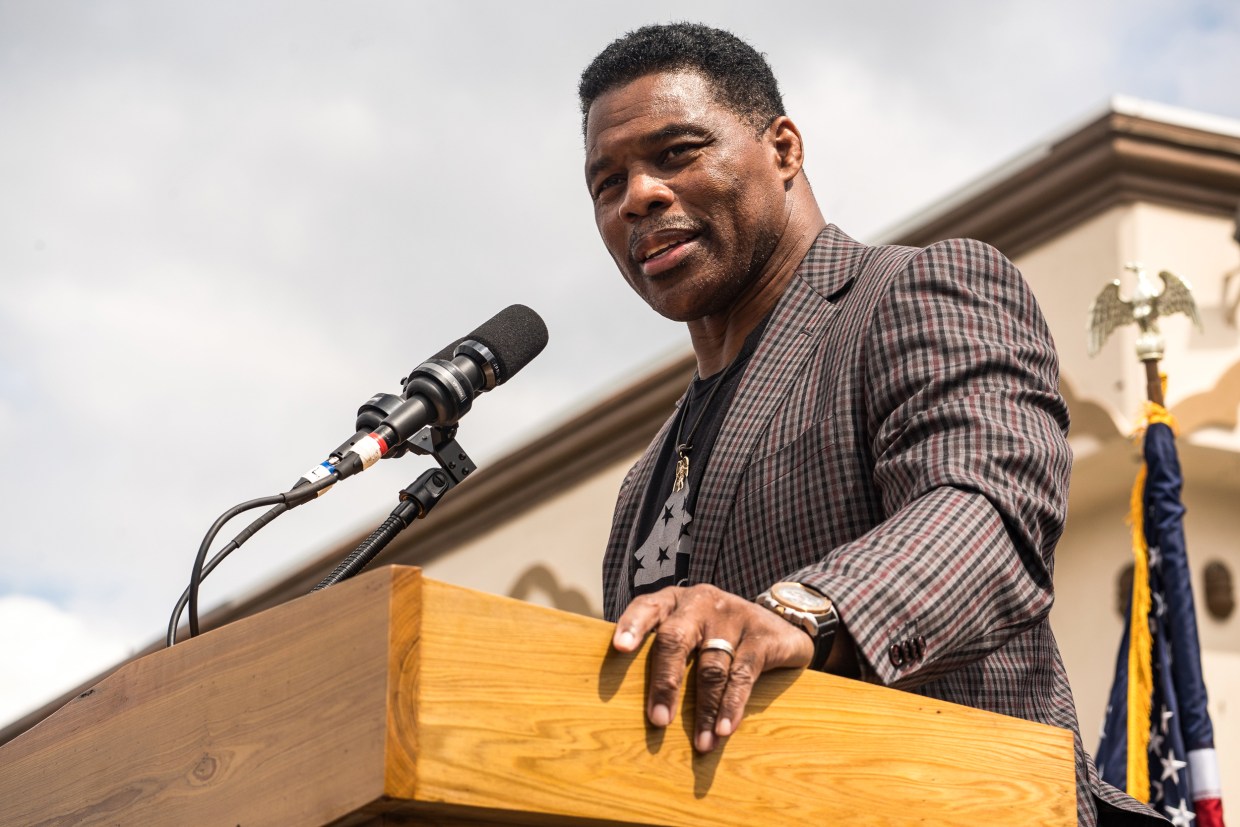 Republican Senate candidate Herschel Walker holds a campaign event on Sept. 9, 2022, in Gwinnett, Ga.