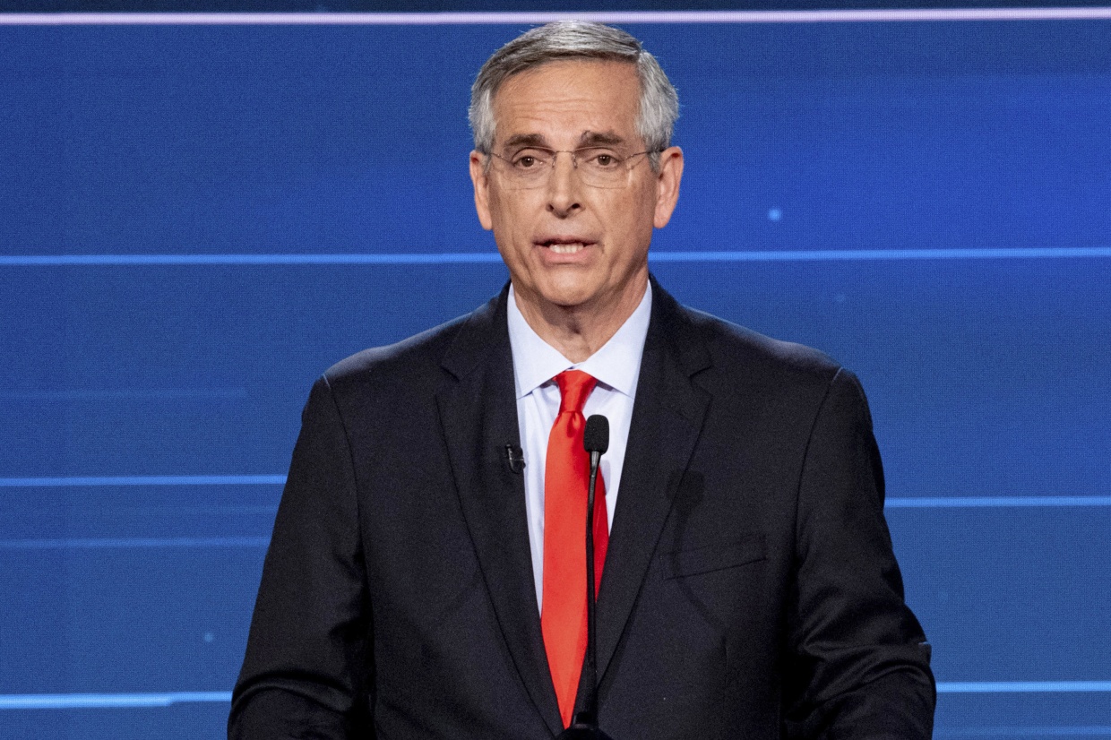 Georgia Secretary of State Brad Raffensperger during a debate in Atlanta on Oct. 18, 2022.