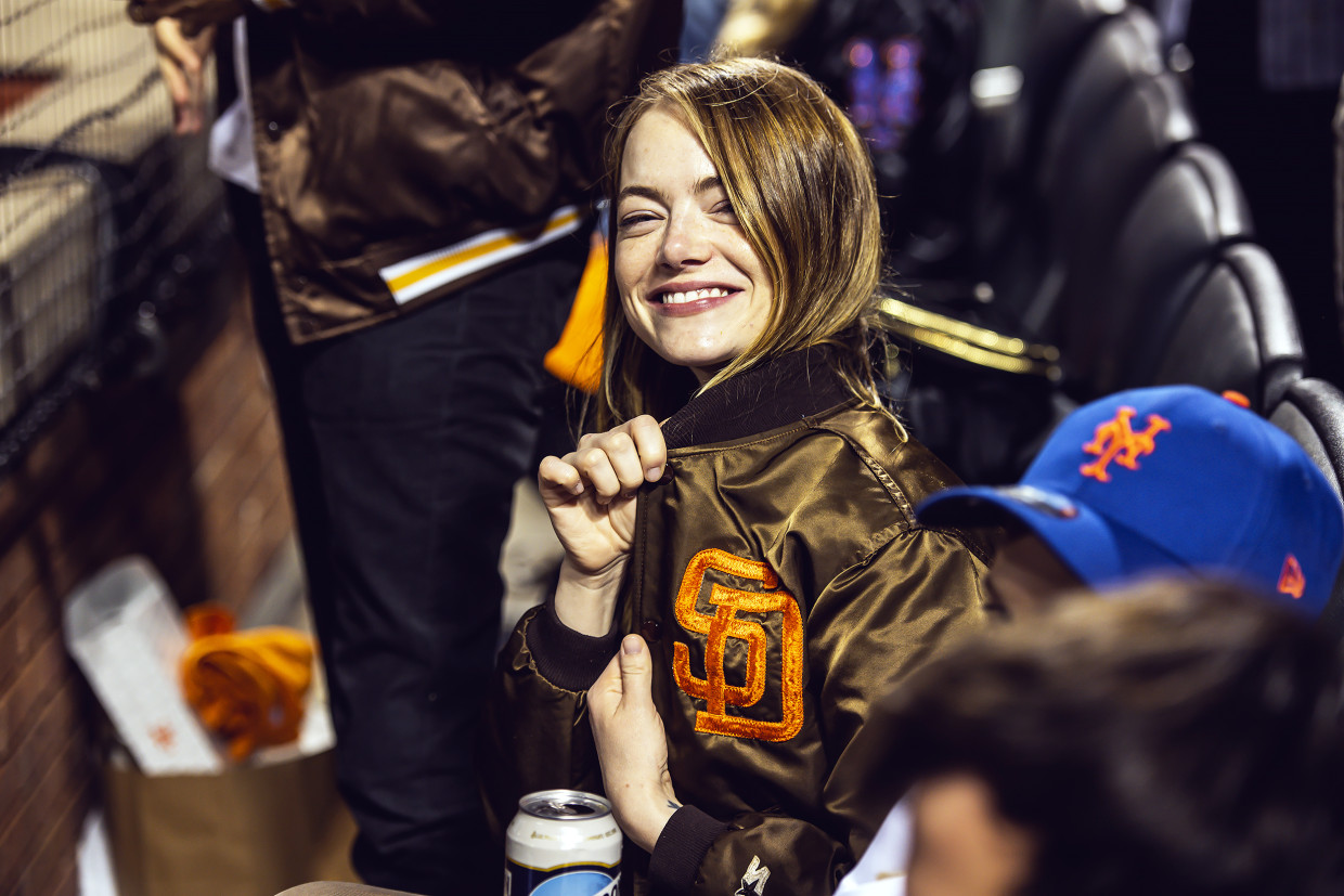 Emma Stone, Dave McCary React to Boos at Mets-Padres Game: Pic