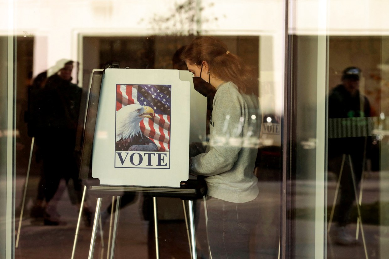 People cast their early ballots in Ann Arbor, Mich., on Nov. 7, 2022.