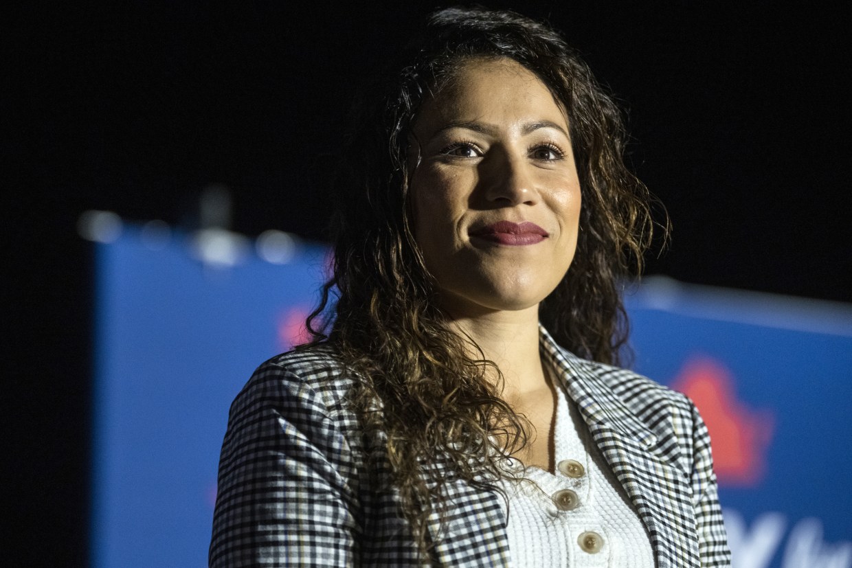 Yesli Vega attends a rally in Brandy Station, Va., on Nov. 1, 2022. 