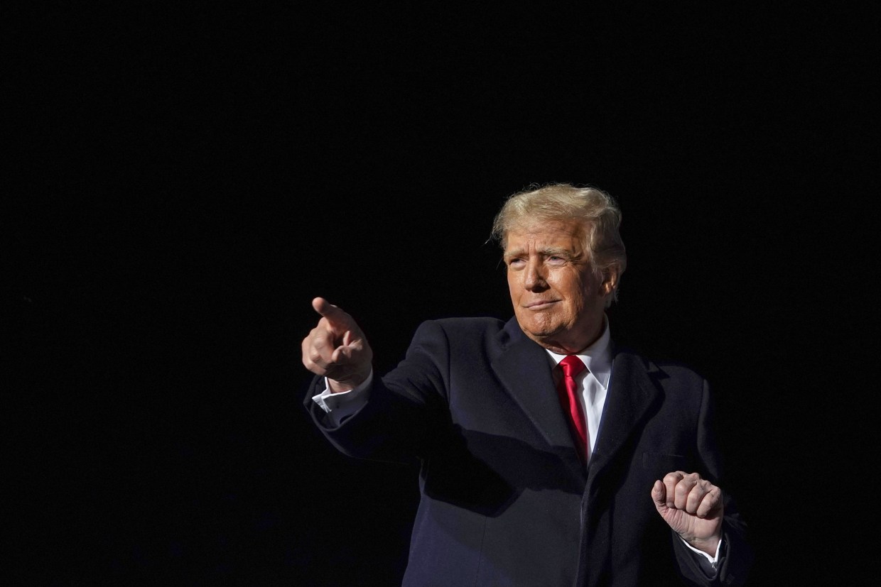 Former President Donald Trump after speaking at a rally on Nov. 7, 2022, in Vandalia, Ohio.