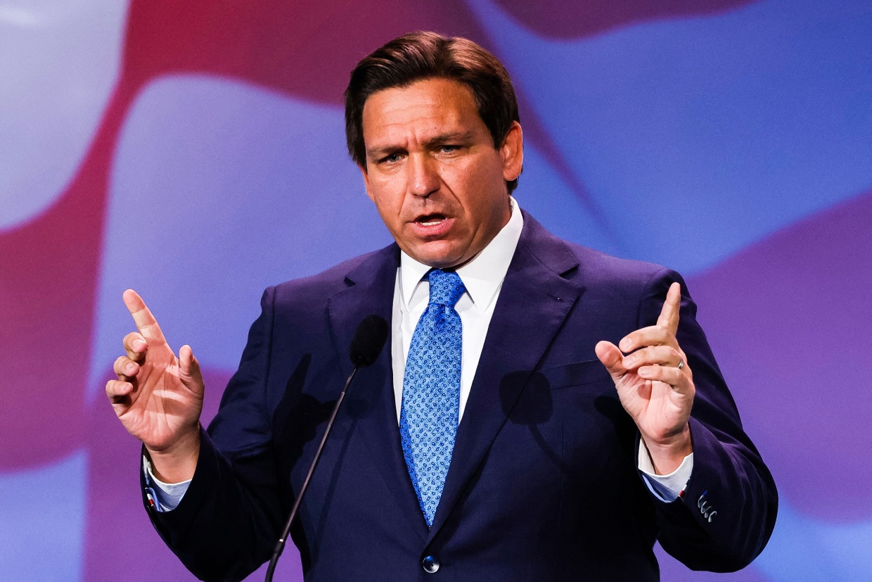 Florida Gov. Ron DeSantis speaks at the Republican Jewish Coalition Annual Leadership Meeting in Las Vegas on Nov. 19, 2022.