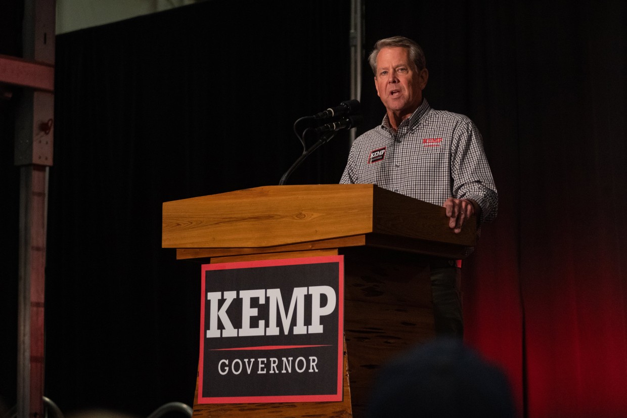 Brian Kemp at a campaign event in Kennesaw, Ga., on Nov. 7, 2022. 