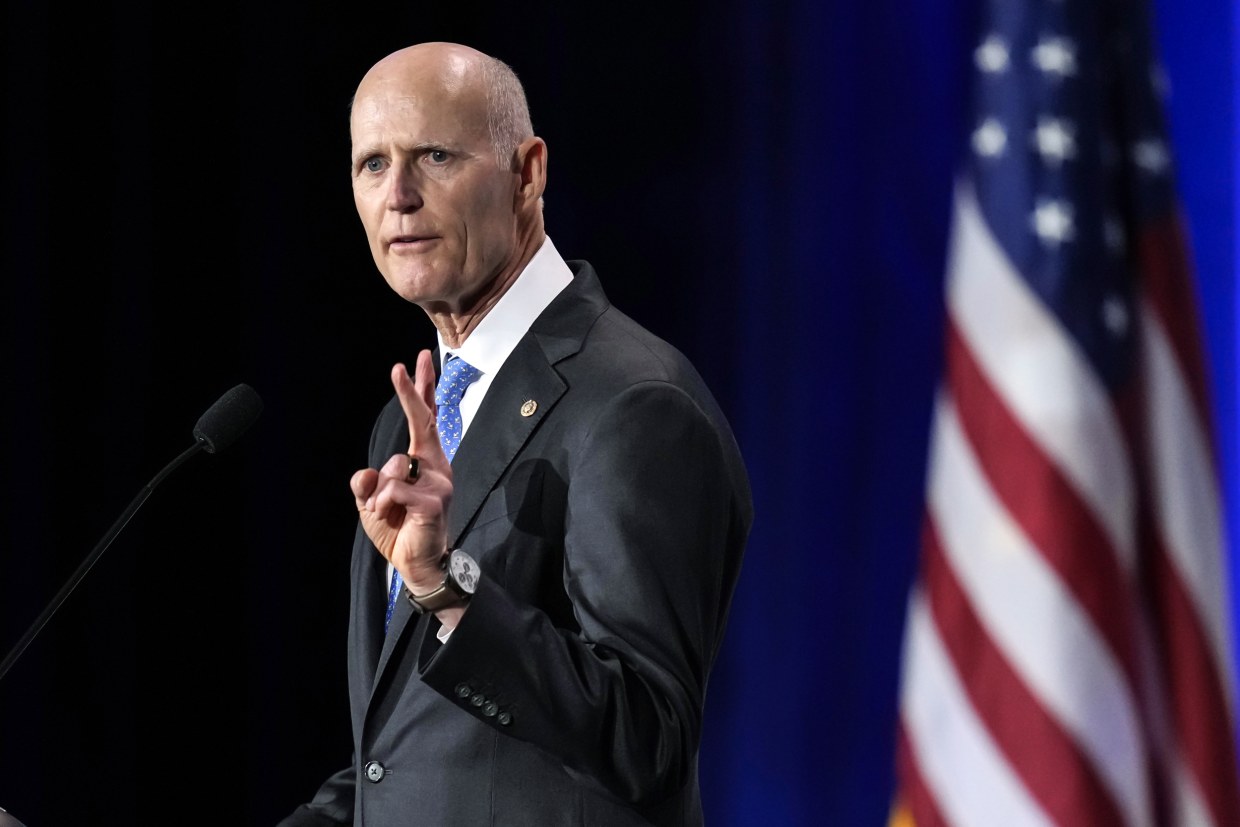 Image: Sen. Rick Scott, R-Fla., speaks in Las Vegas on Nov. 19, 2022.