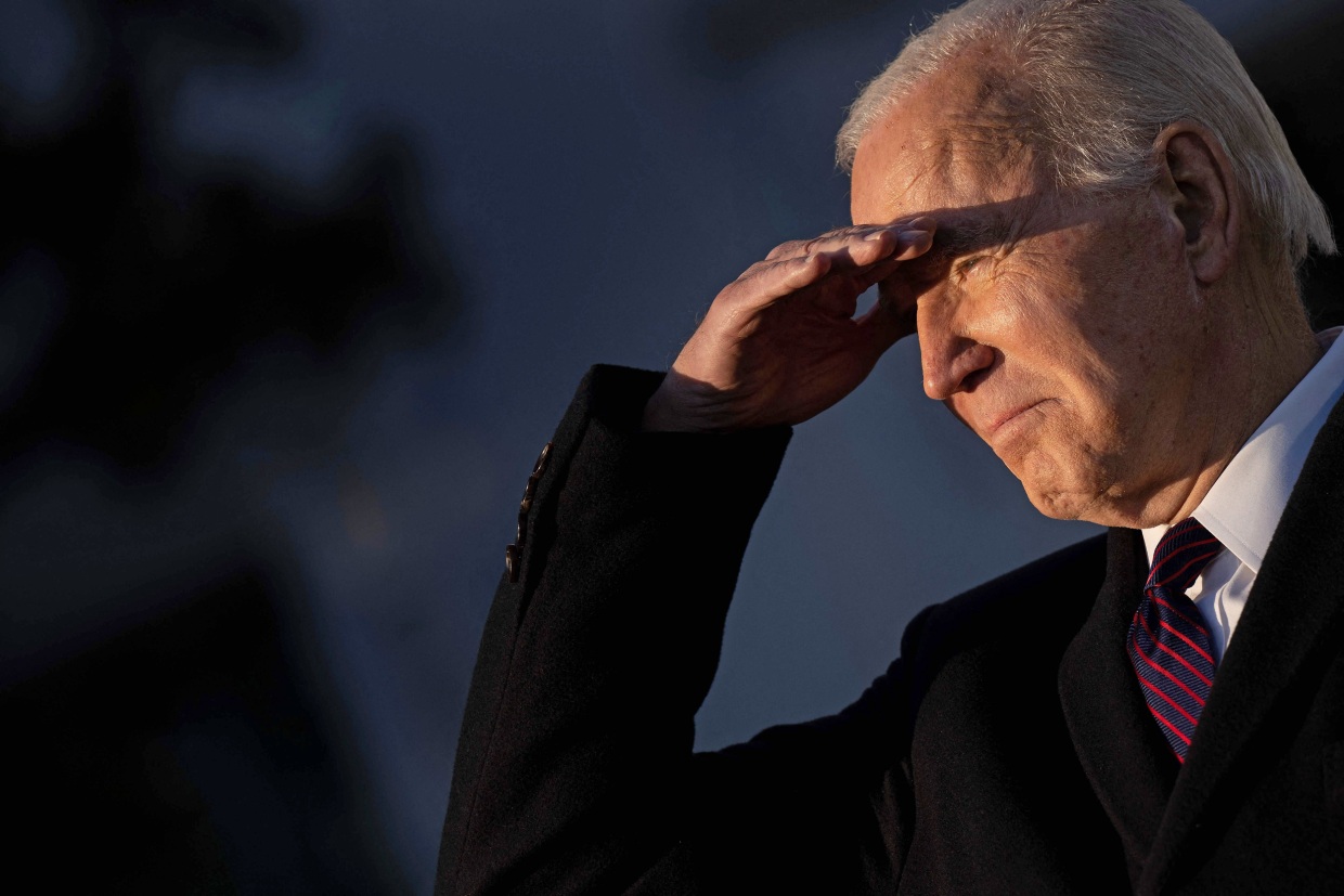 President Joe Biden looks at the crowd during a signing ceremony for the Respect for Marriage Act on the South Lawn of the White House on Dec. 13, 2022. 