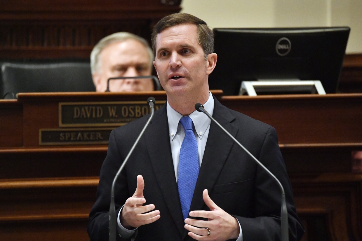 Gov. Andy Beshear delivers his State of the Commonwealth speech in Frankfort, Ky. on Jan. 4, 2023.