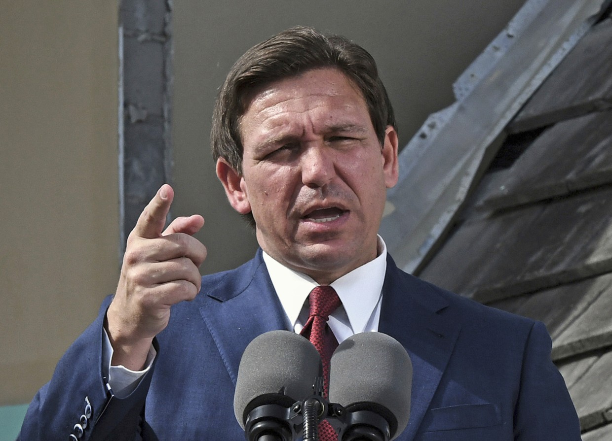 Florida Gov. Ron DeSantis speaks in Daytona Beach Shores on Jan. 18, 2023.