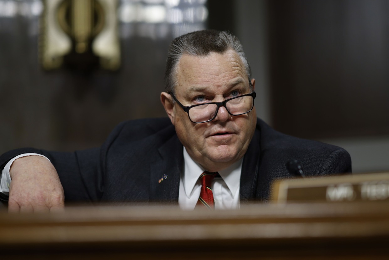 Senator Jon Tester during a Senate Banking, Housing, and Urban Affairs Committee hearing on FTX in Washington