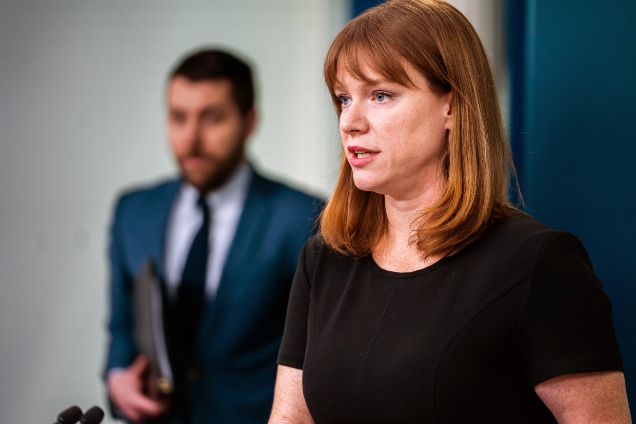 Kate Bedingfield during the daily press briefing at the White Hous