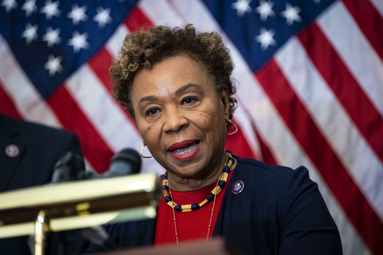 Barbara Lee during a news conference at the U.S. Capitol