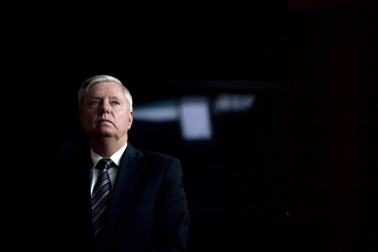 Lindsey Graham during a news conference at the U.S. Capitol