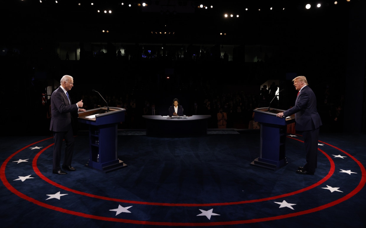 Donald Trump and Joe Biden in the final presidential debate in Nashville, Tenn.
