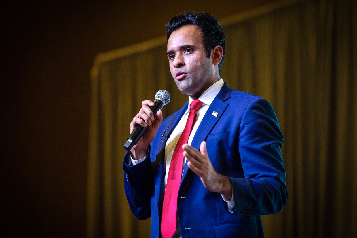 Image: Entrepreneur and political activist Vivek Ramaswamy speaks during the Vision 2024 National Conservative Forum in Charleston, S.C., on March 18, 2023.