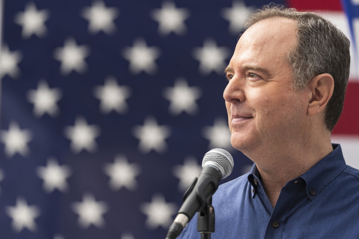 Rep. Adam Schiff speaks in Burbank, Calif.