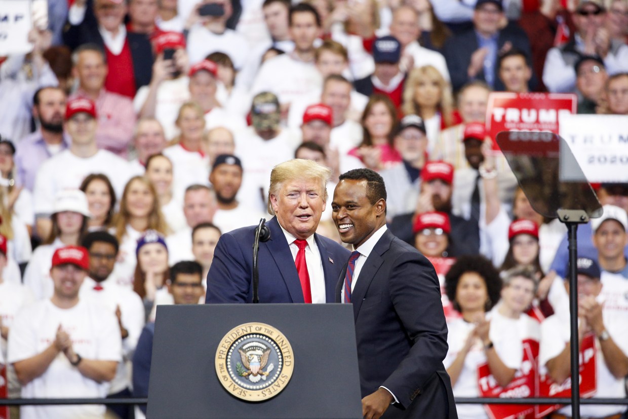 President Donald Trump and then-candidate for attorney general Daniel Cameron in Lexington, Ky., on Nov. 4, 2019.