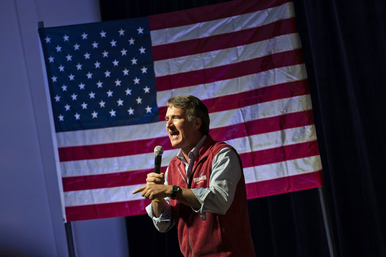 Virginia Governor Glenn Youngkin speaks at a rally for Yesli Vega, Republican candidate for Congress, in Triangle, Va., on Nov. 7, 2022