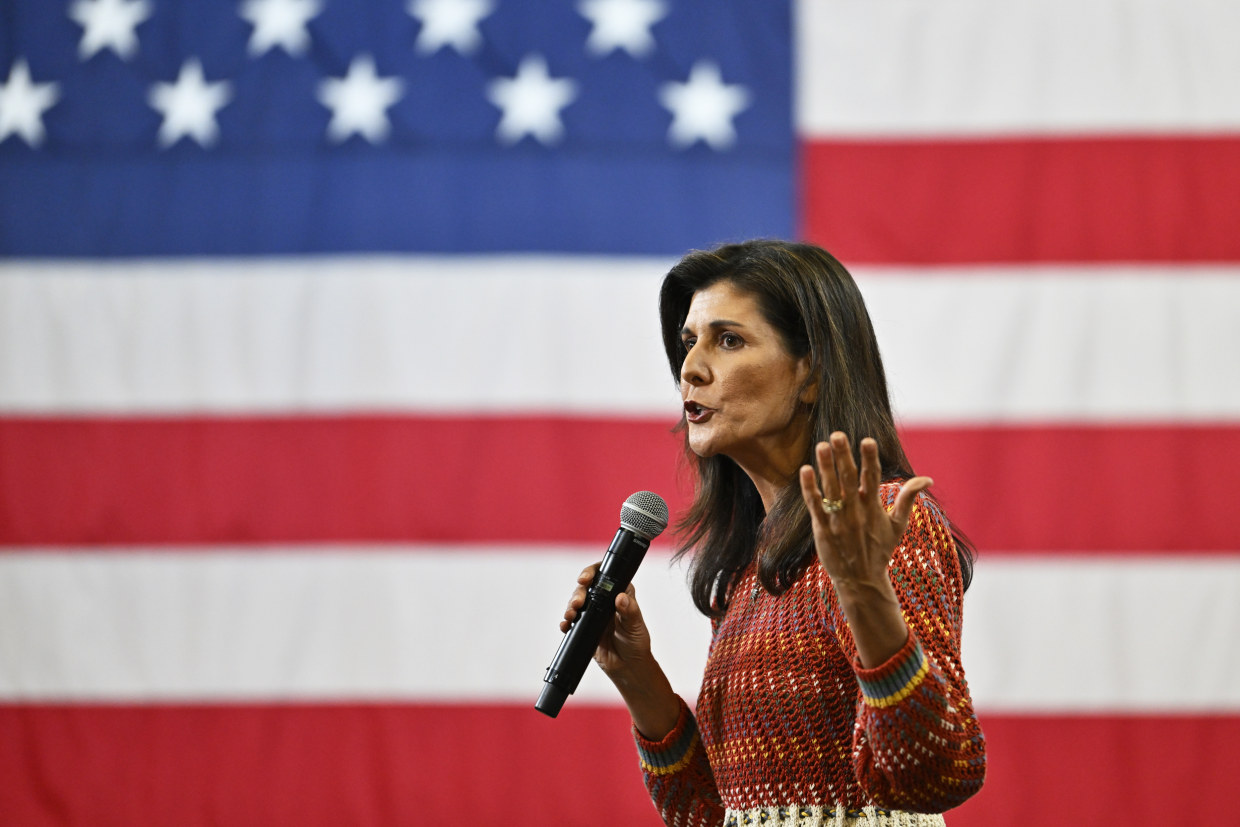 Former South Carolina Gov. Nikki Haley holds a rally in Greer, S.C.
