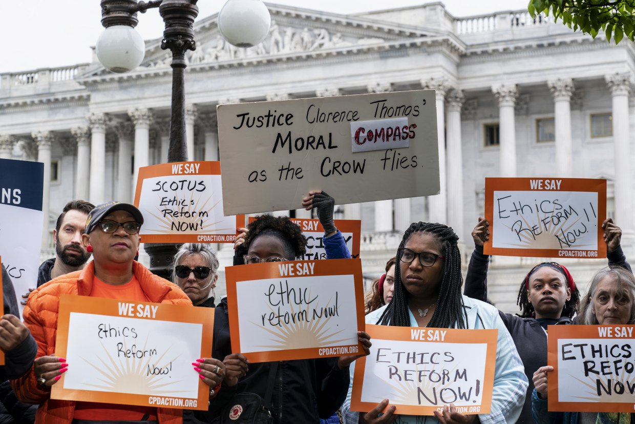 Activists call for ethics reform in the Supreme Court in Washington, D.C.