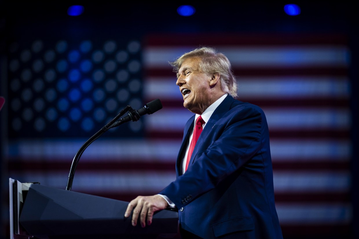 Former President Donald Trump at CPAC in Fort Washington, Md., on March 4, 2023.