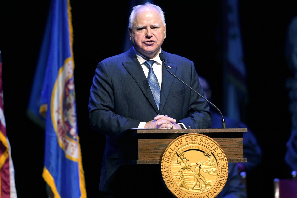 Tim Walz during his inauguration in St. Paul, Minn.