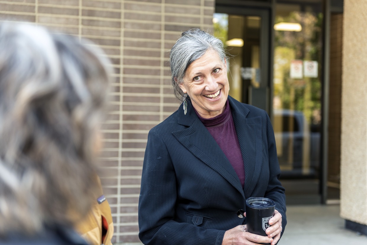Monica Tranel campaigns in Bozeman, Mont.