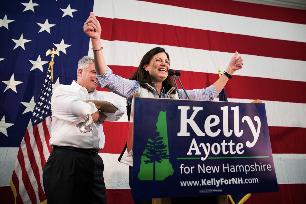 GOP New Hampshire Senate candidate Kelly Ayotte greets supporters at her election night party at the Grappone Convention Center on Nov. 9, 2016, in Concord, N.H. (Photo by Kayana Szymczak/Getty Images)