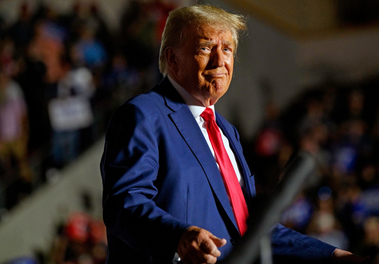 Donald Trump at a rally in Erie, Pa., on July 29, 2023.