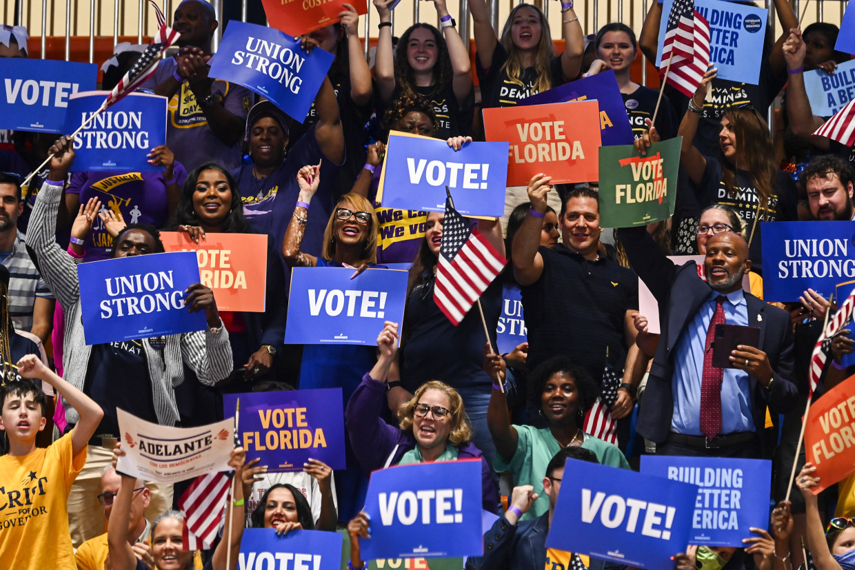 Attendees at a DNC rally in Miami Gardens, Fla., on Nov. 1, 2022.