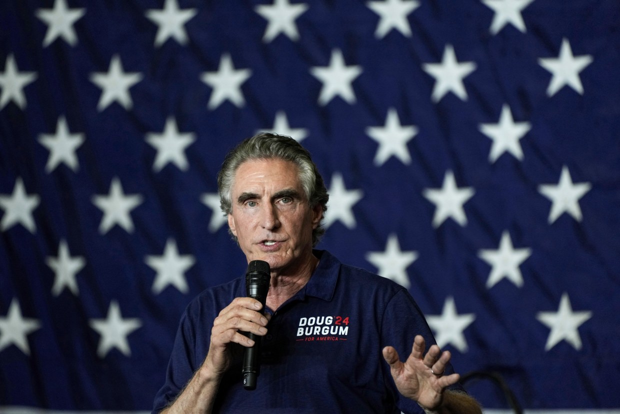 North Dakota Gov. Doug Burgum in Cedar Rapids, Iowa, on Aug. 6, 2023.