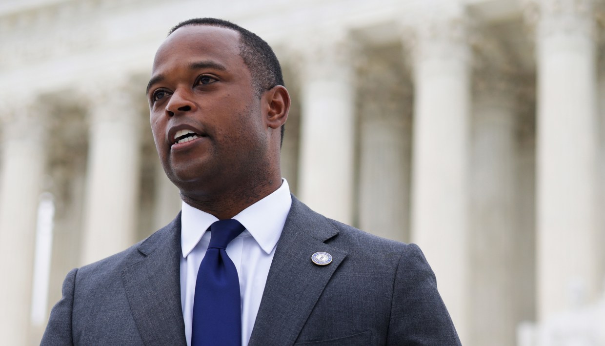 Daniel Cameron during a press conference at the U.S. Supreme Court