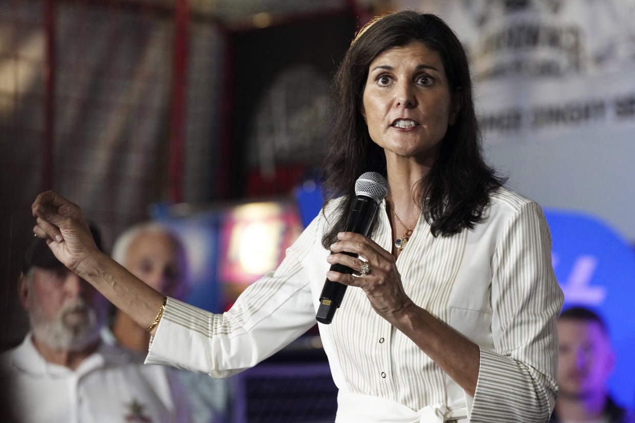 Former Gov. Nikki Haley speaks at a campaign event