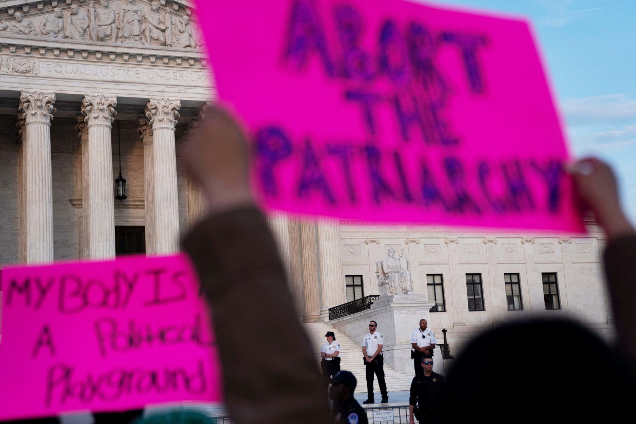 Pro-abortion demonstrators outside the Supreme Court on May 3, 2022. 