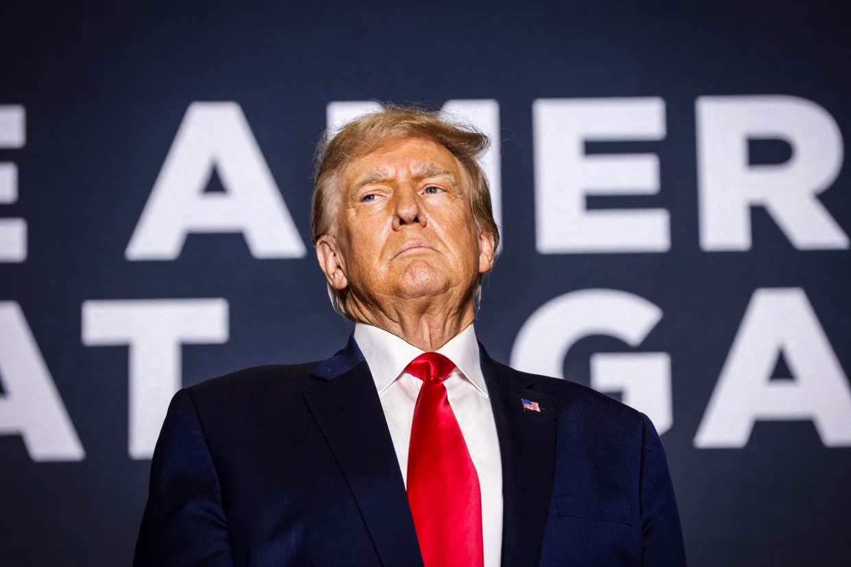 Former U.S. President and Republican presidential candidate Donald Trump speaks during a 2024 presidential campaign rally in Dubuque