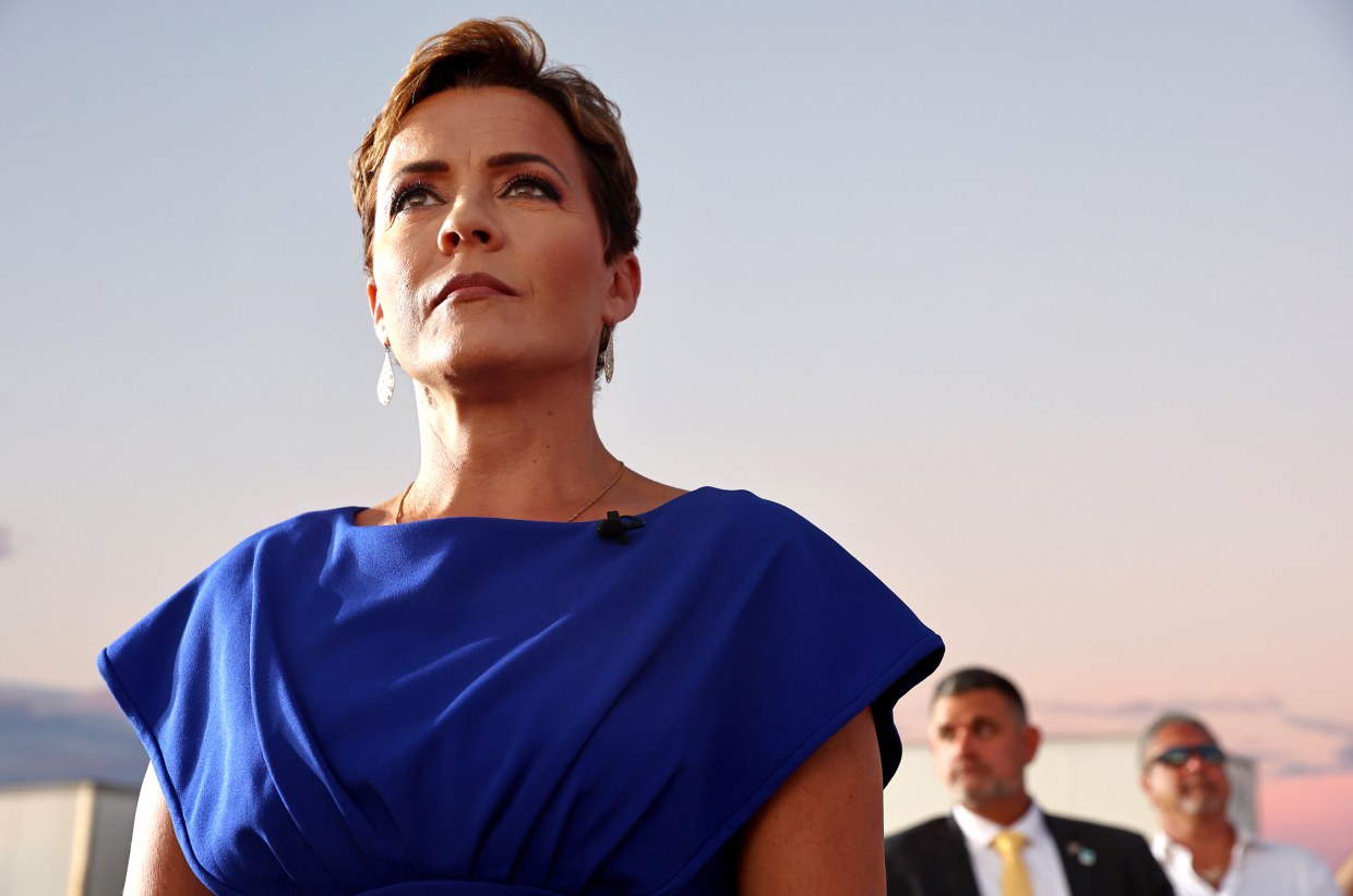 Kari Lake at a campaign rally in Mesa, Ariz.