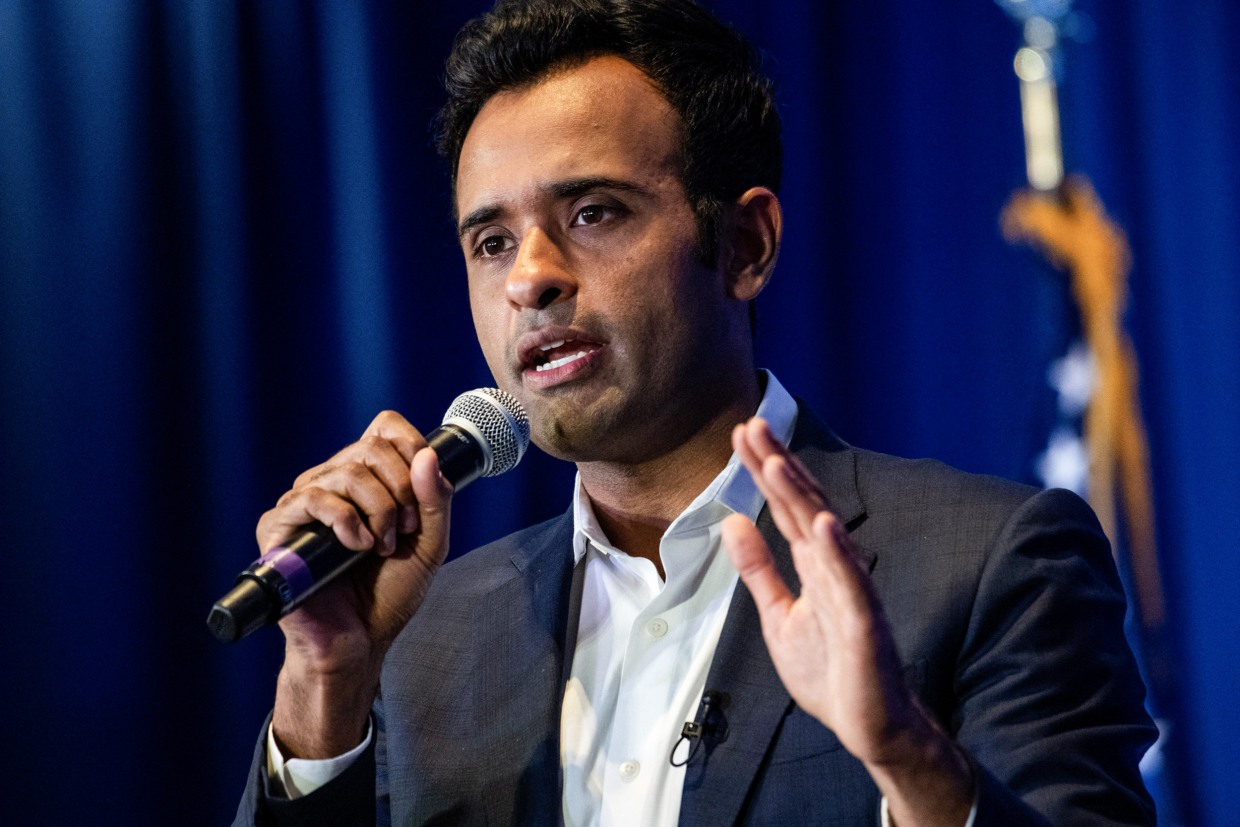 Republican presidential candidate Vivek Ramaswamy in New Hampshire on Oct. 13, 2023.