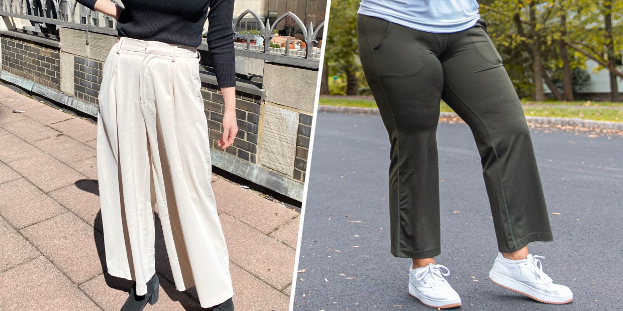 Basic Editions Women Solid Mid Casual Full Straight-Leg Pants 