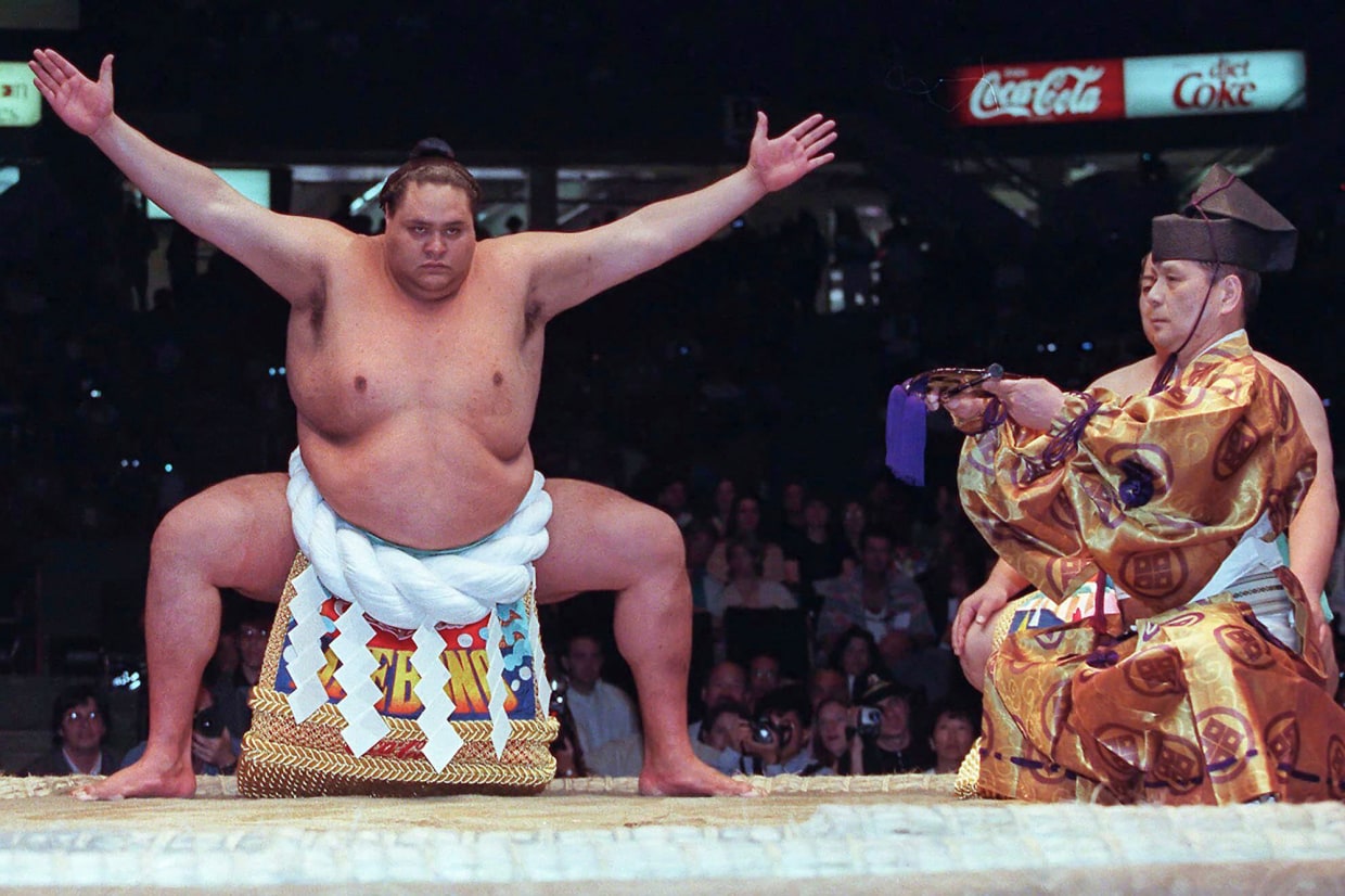 Hawaii-born sumo champion Akebono Taro dies of heart failure at the age of  54 in Japan