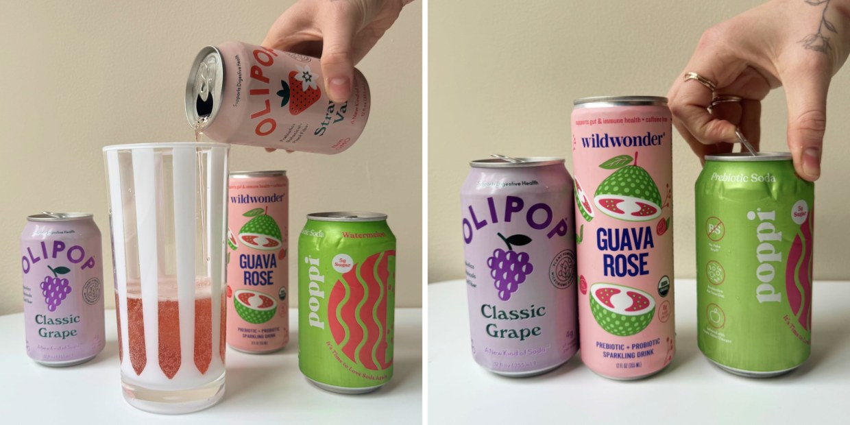 Prebiotic sodas are fizzy beverages fortified with prebiotics from plant-based fibers, and they’re typically lower in sugar and calories compared to standard soft drinks.