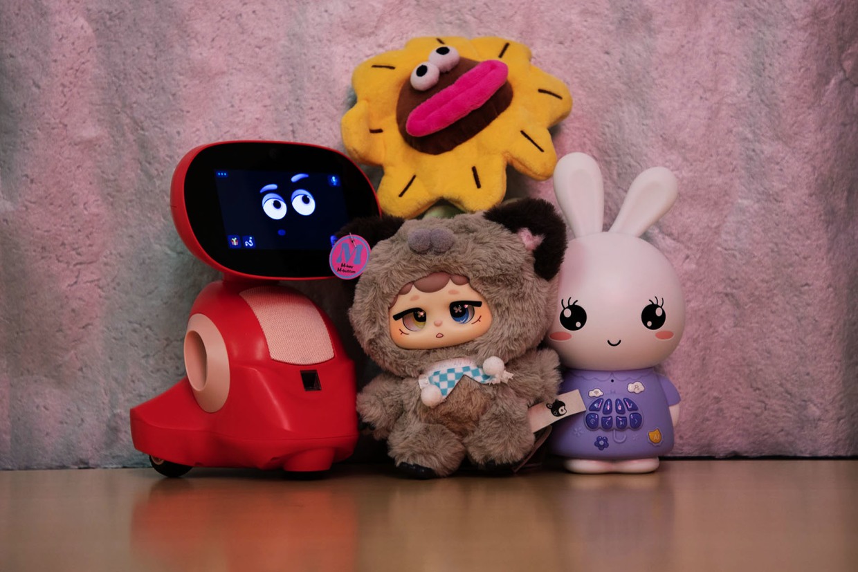 Clockwise from left, Miko 3, FoloToy Sunflower, Alilo Smart AI Bunny and Miriat Miiloo.