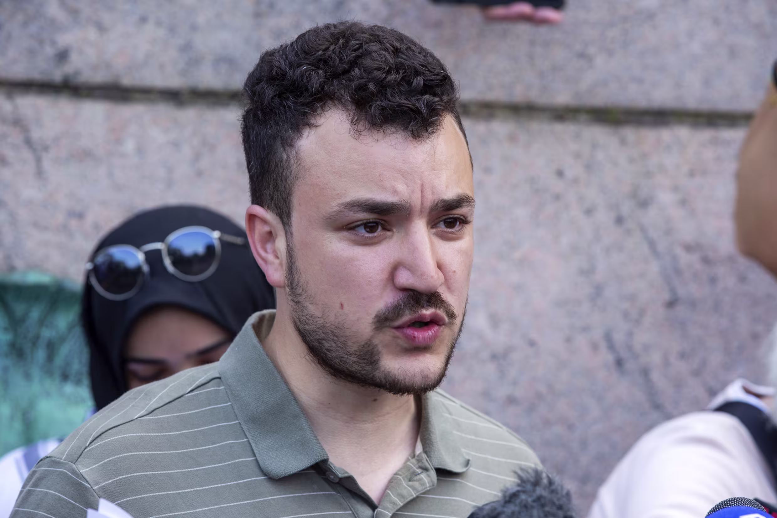 Mahmoud Khalil at a pro-Palestinian protest on the Columbia University campus in New York on April 29, 2024.