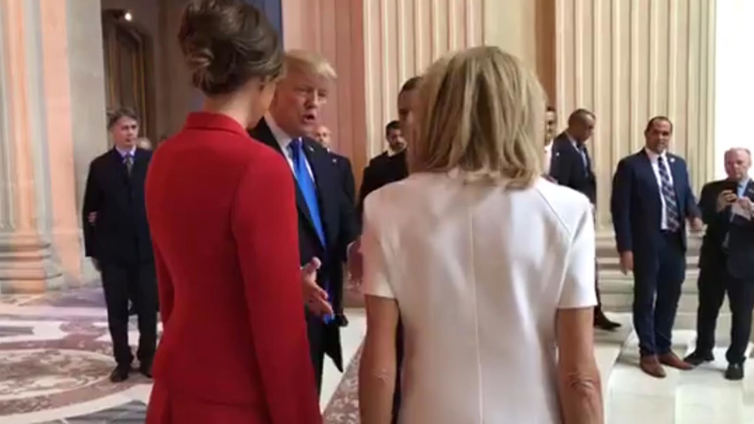 Watch Trump Tell Macron's Wife She Has a 'Good' Body