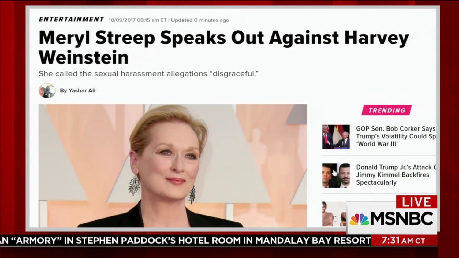 Meryl Streep weighs in on Harvey Weinstein