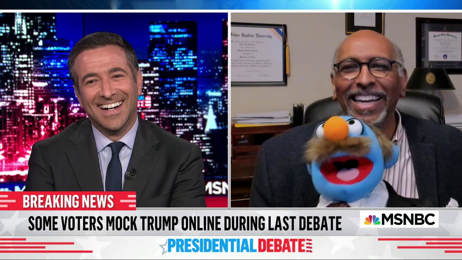 As Trump loses debate online GOP veteran backs Biden unveils muppet on MSNBC