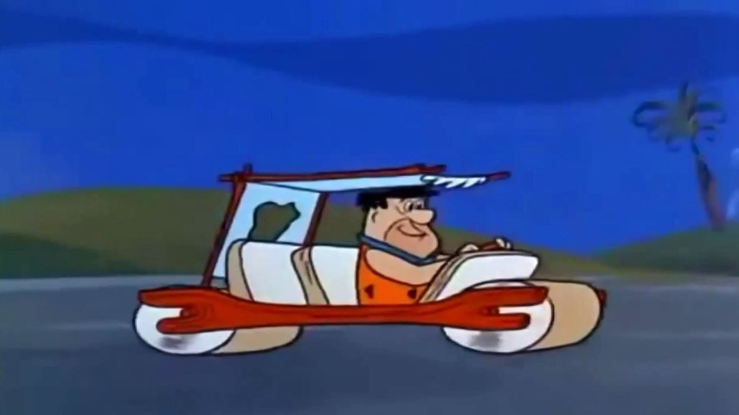 Fred flintstone driving outlet car