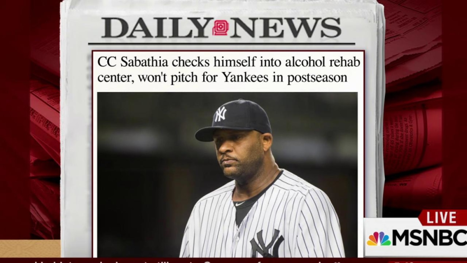 Yankees' CC Sabathia checks into alcohol rehab