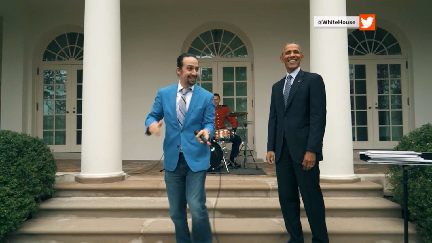 Hamilton creator freestyle raps with President Obama