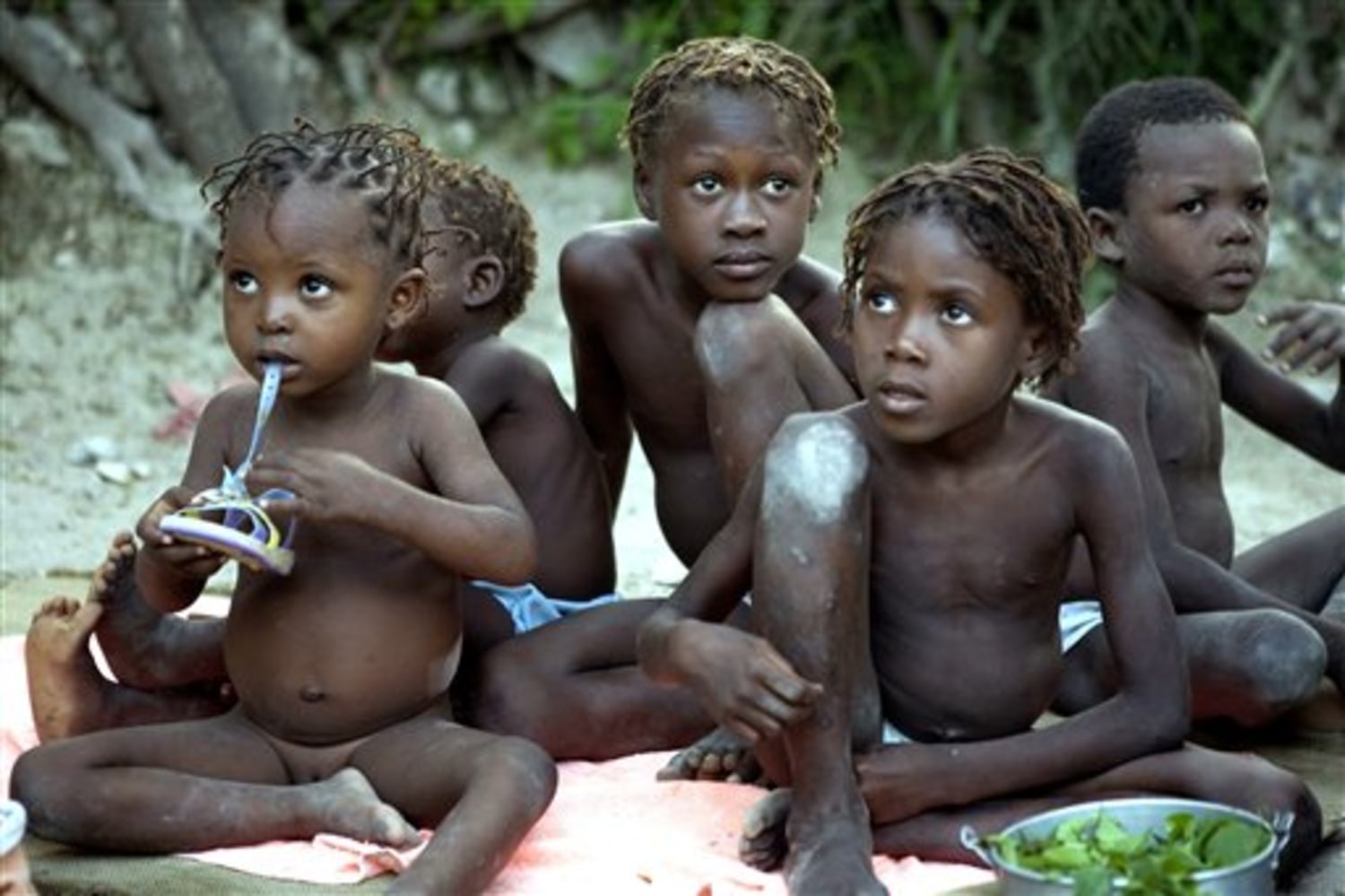 little children naked  Haiti food aid lags, hunger deepens