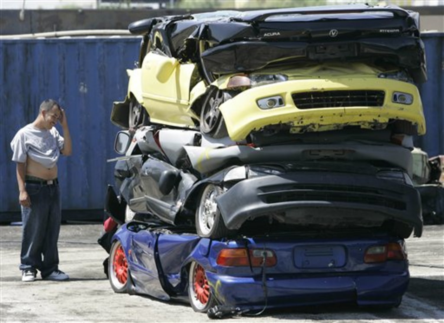 Street racers souped up cars crushed